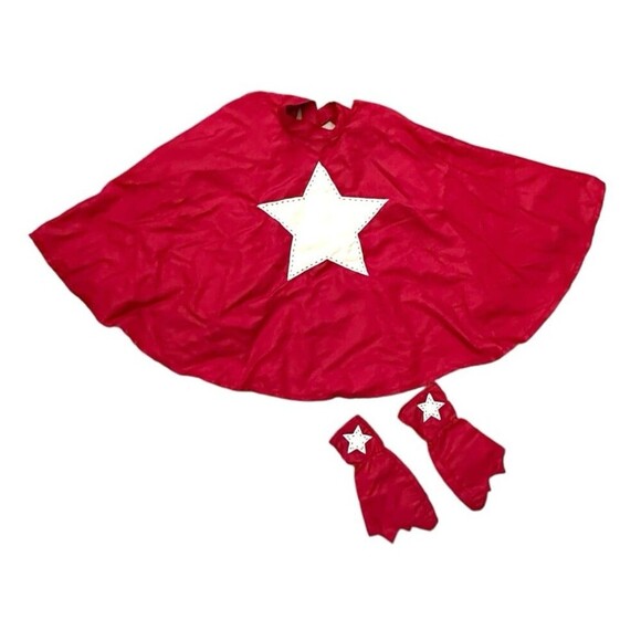 Pottery Barn Kids Red Star Dress Up Cape and hand covers Size: 4-6 yrs - Picture 1 of 3